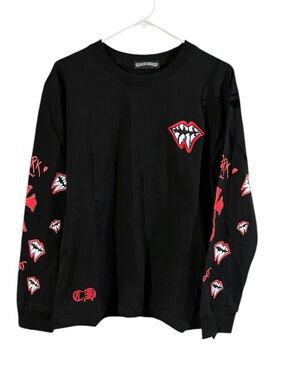 NWT Chrome Hearts Black Long Sleeve Tee with Red White Graphic